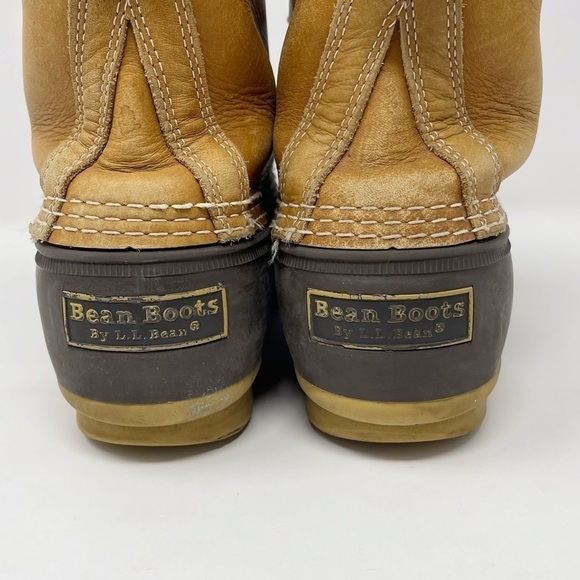 Vintage LL Bean Brown Leather Lace Up Unlined Hunting Ankle Duck Boots - Picture 5 of 11